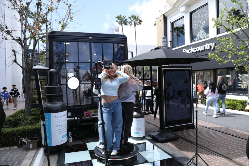 SkinCeuticals brand activation 360 booth with LED dance floor by GC Event Studio