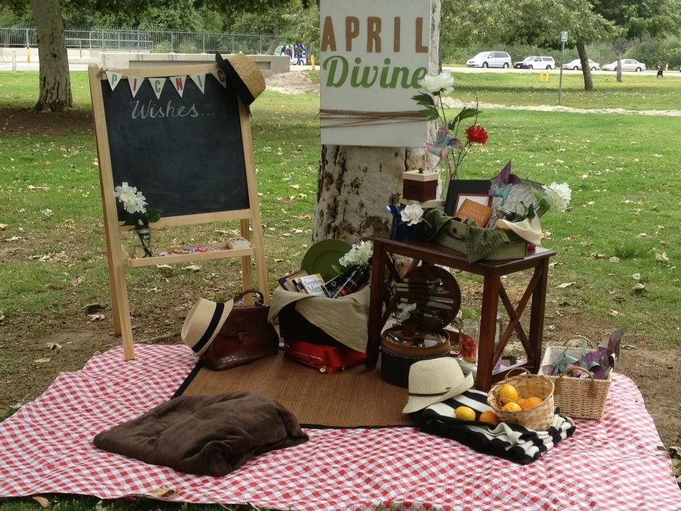 Outside fall picnic setup.